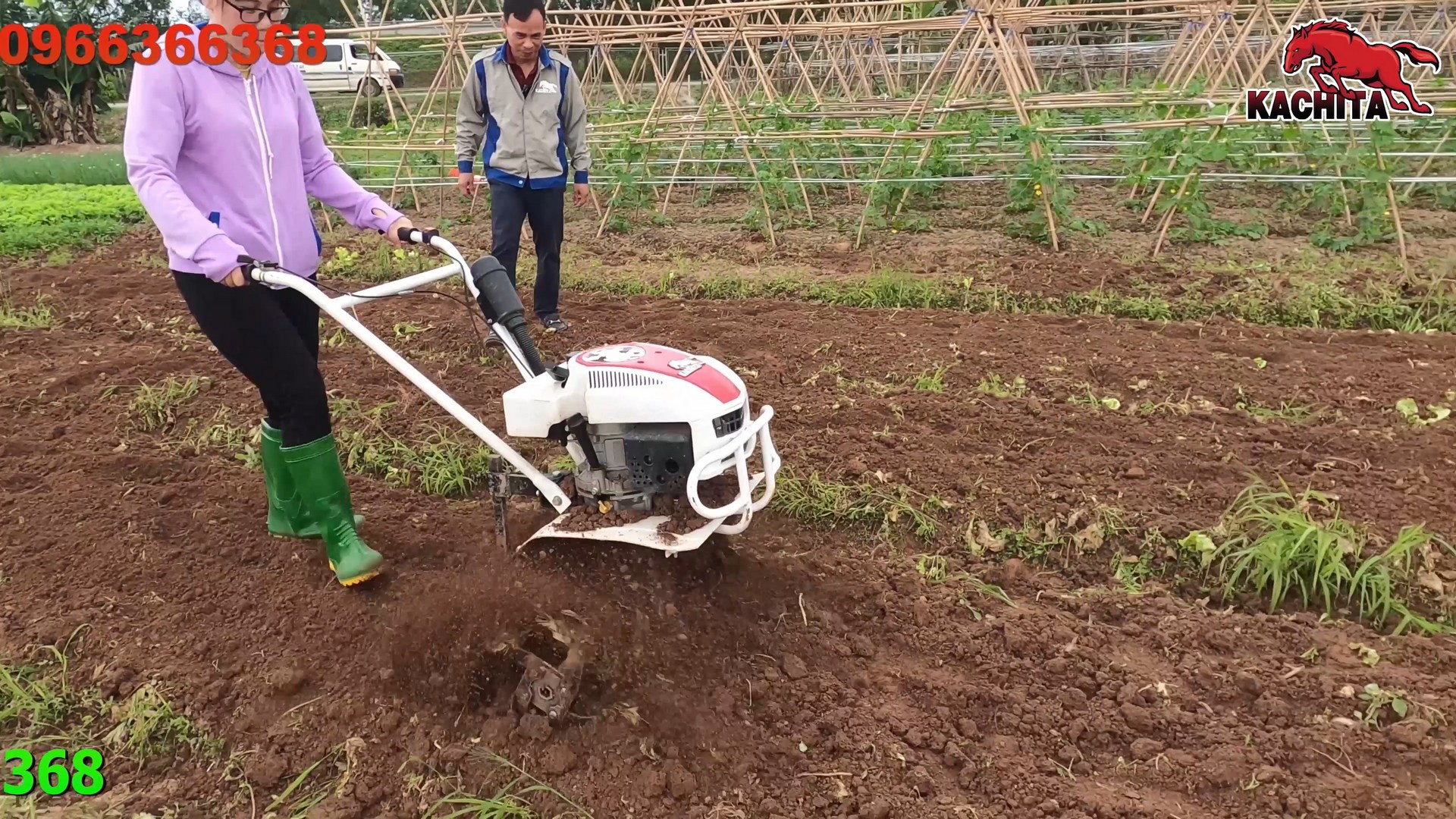 Xới vườn rau bằng máy xới đất kachita 3tgq2